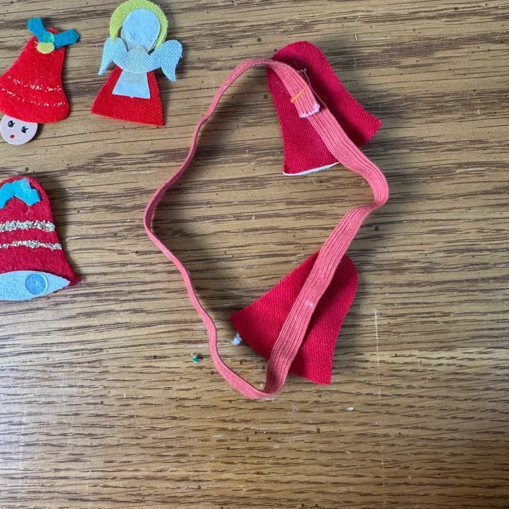 MCM Vintage Christmas Felt Ornaments Santa Angel‎ Bell Elf Figurine Craft Lot